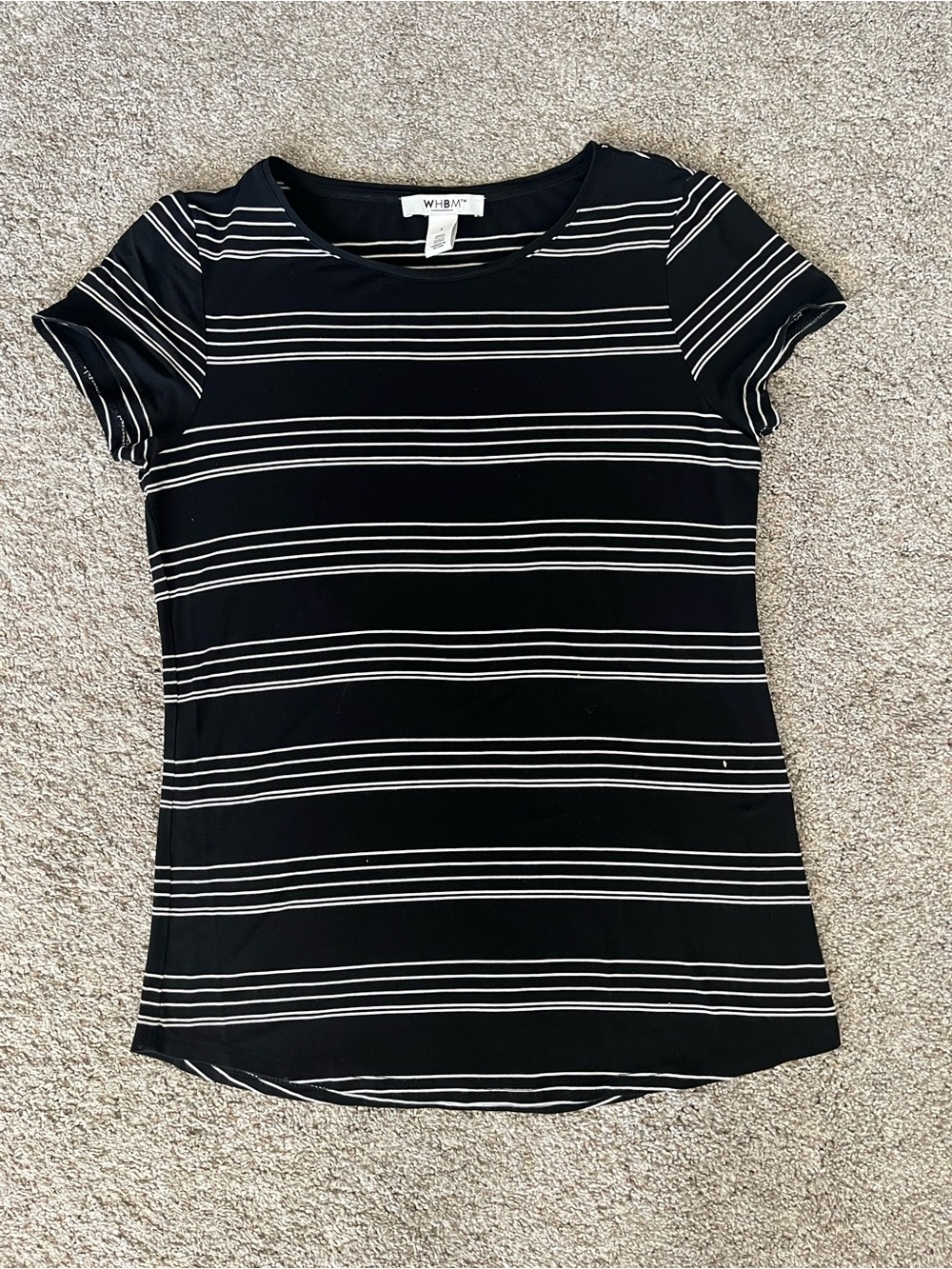 White House Black Market Black and White Striped Short Sleeve Tee